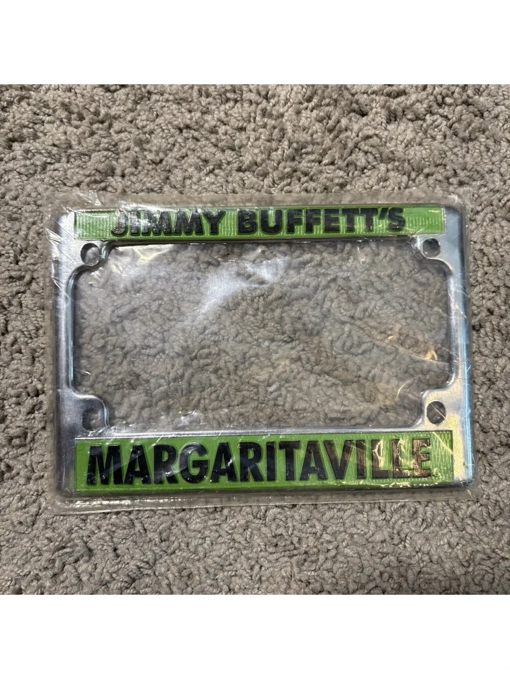 Jimmy Buffett Margaritaville Motorcycle License Plate Frame Chrome Metal New